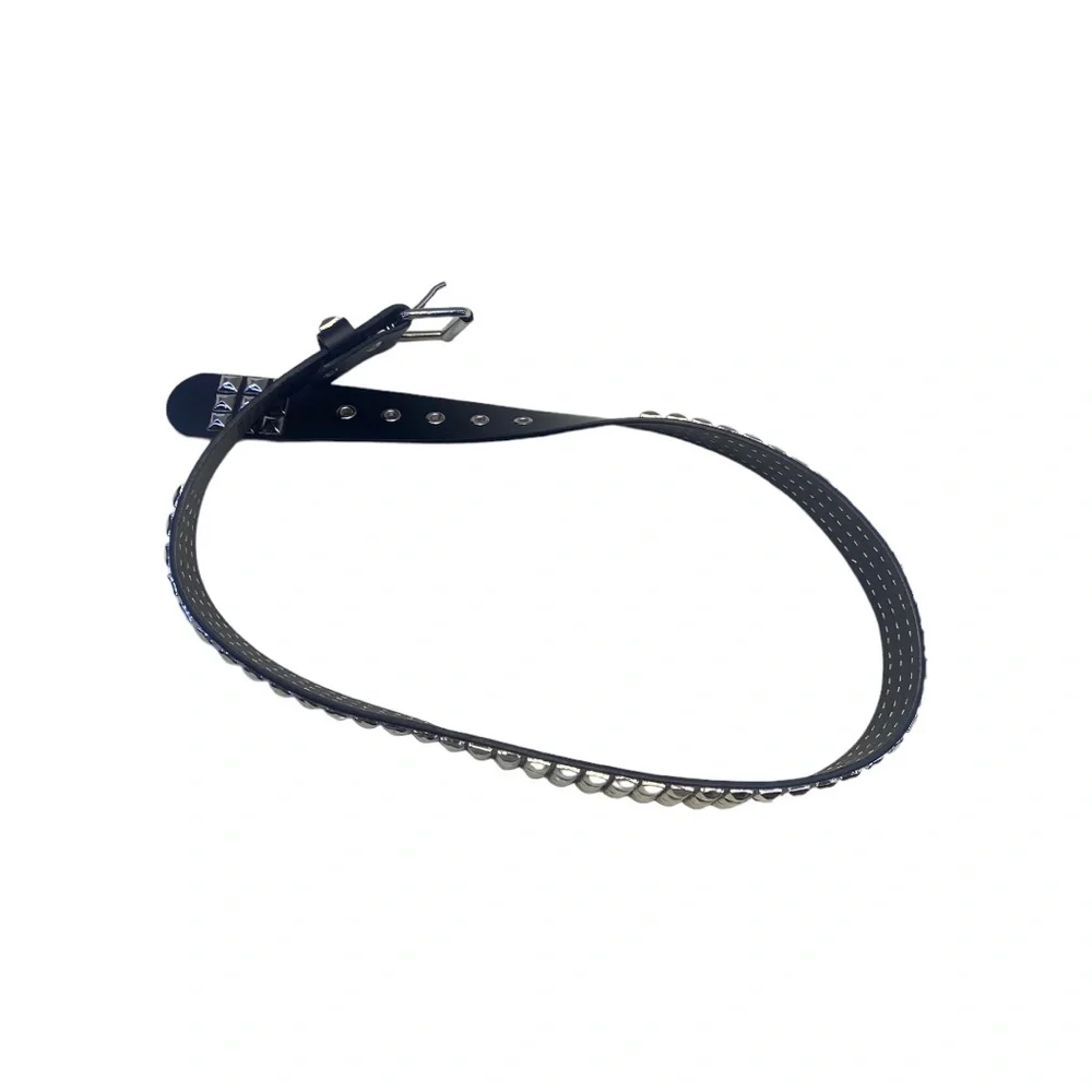 Black‎  Faux Leather Belt with Silver Accent